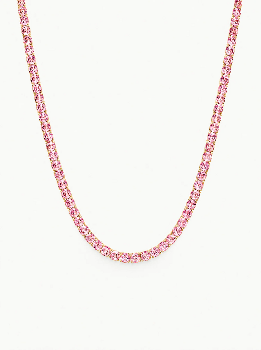 Fancy Pink 3.25mm (15.30-21.20 ctw) Round 4-Prong Lab Grown Diamond Tennis Necklace