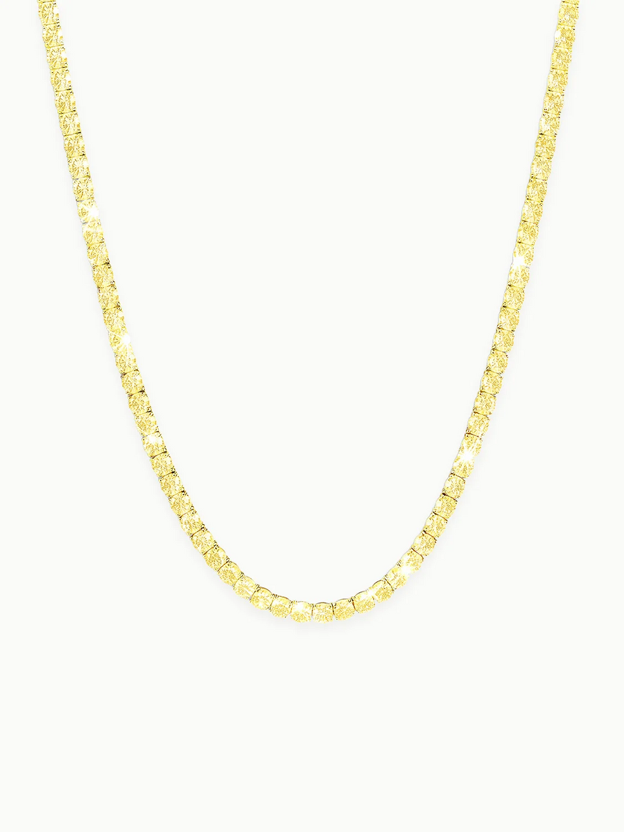 Fancy Yellow 3.25mm (15.30-21.20 ctw) Round 4-Prong Lab Grown Diamond Tennis Necklace