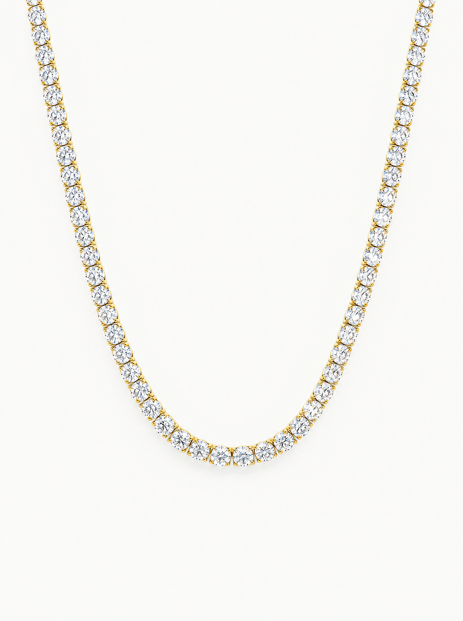 3.5mm (18.00-25.00 ctw) Round 4-Prong Lab Grown Diamond Tennis Necklace
