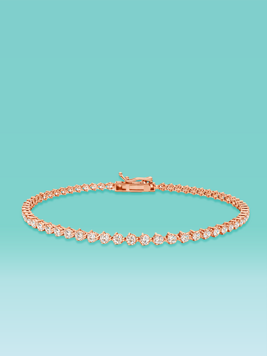 3 Prong Lab Diamond Tennis Bracelet 14K (7inch / 26ct total)