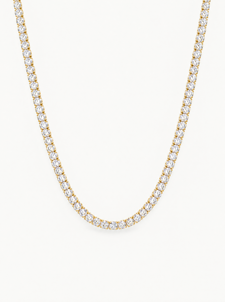 3mm (14.30-19.50 ctw) Round 4-Prong Lab Grown Diamond Tennis Necklace