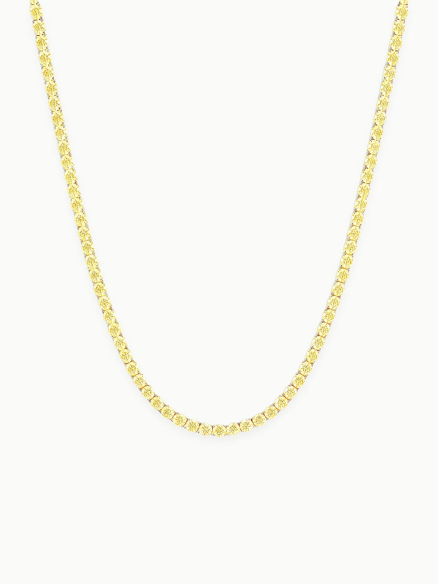 Fancy Yellow 3mm (14.30-19.50 ctw) Round 4-Prong Lab Grown Diamond Tennis Necklace