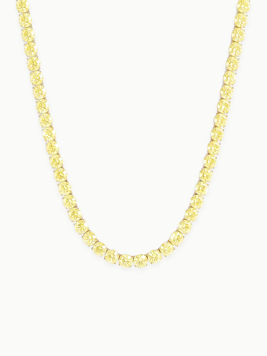 Fancy Yellow 4.5mm (37.50-41.00 ctw) Round 4-Prong Lab Grown Diamond Tennis Necklace
