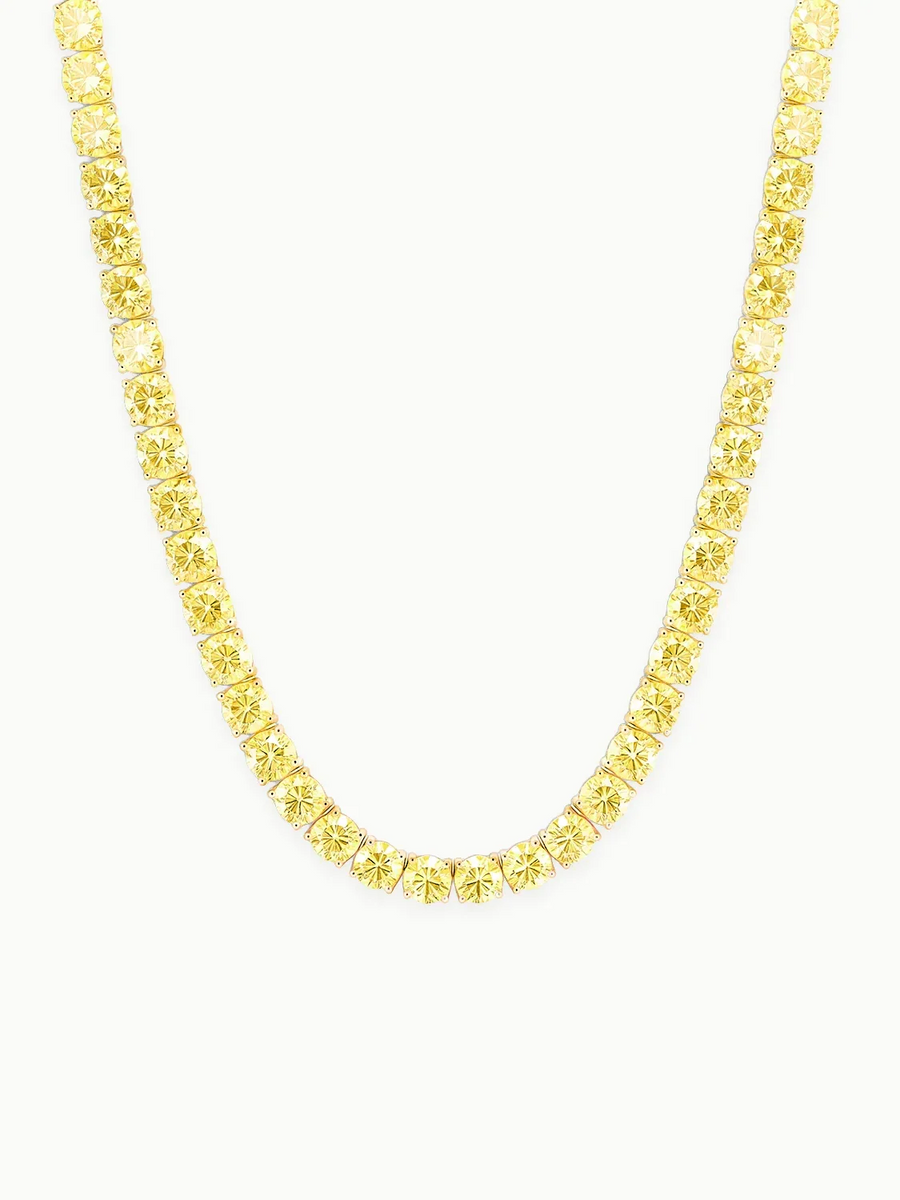 Fancy Yellow 4.75mm (42.50-47.00 ctw) Round 4-Prong Lab Grown Diamond Tennis Necklace