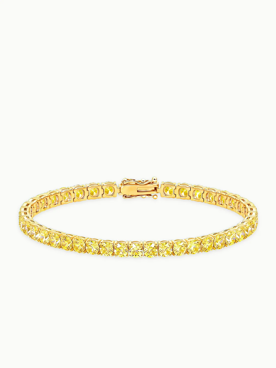 Fancy Yellow 4mm (10.00 ctw) Round 4-Prong Lab Grown Diamond Tennis Bracelet