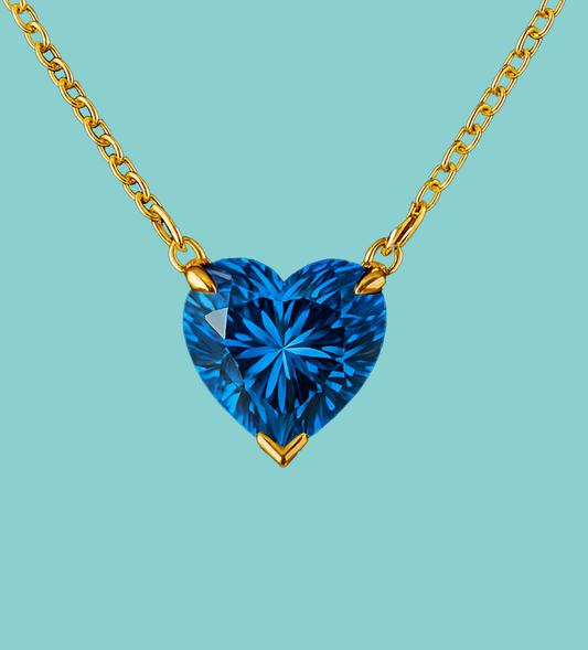 Blue Heart Pendant Necklace