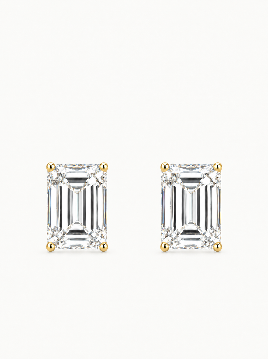 Emerald Cut Lab Grown Diamond Stud Earrings