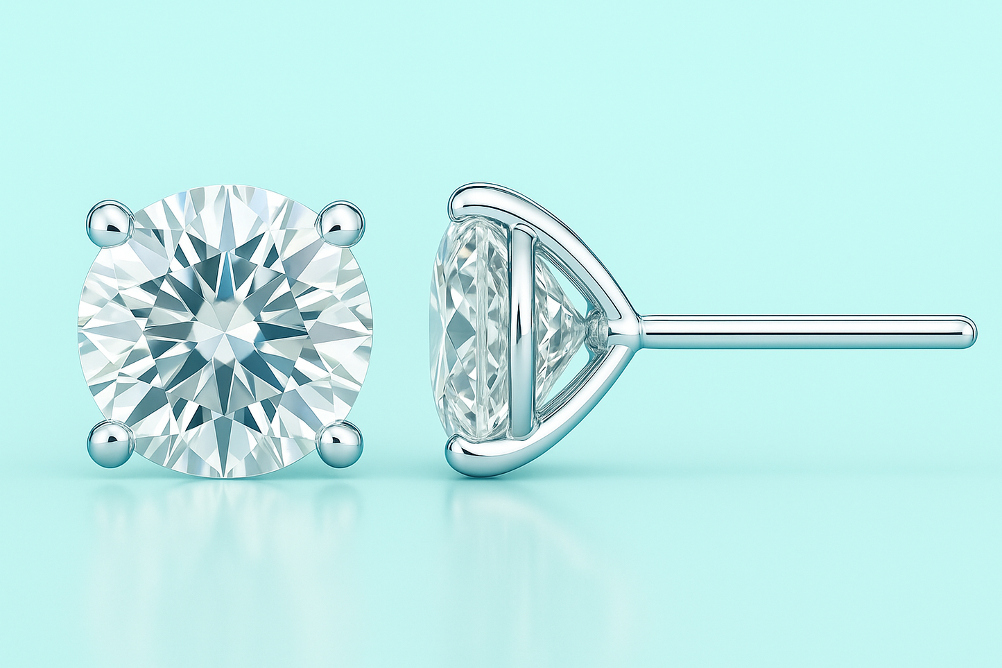 Round Stud Earrings: GIA