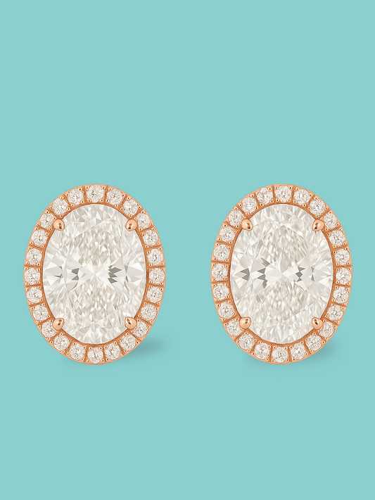 Oval Halo Pavé Diamond Studs