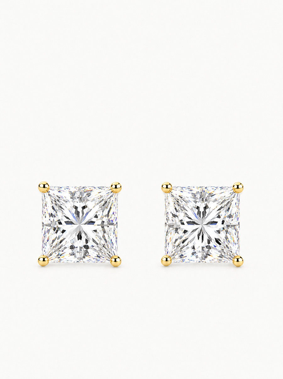 Princess Cut Lab Grown Diamond Stud Earrings