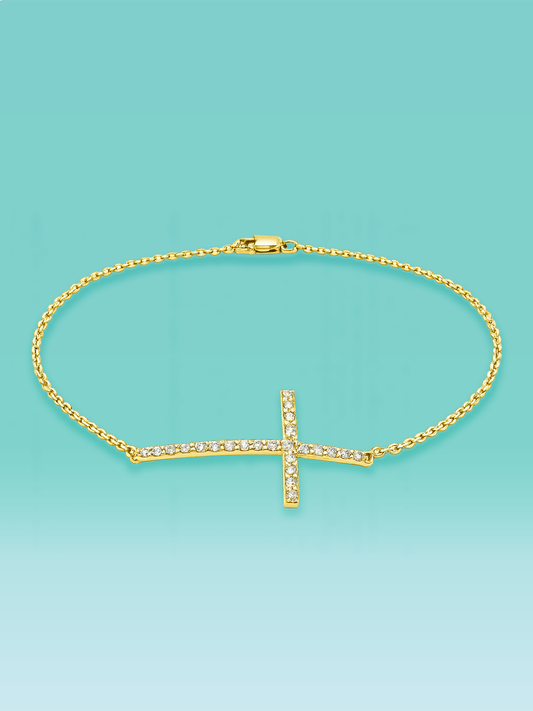 Round Cut Lab Diamond Cross Pavé Bracelet