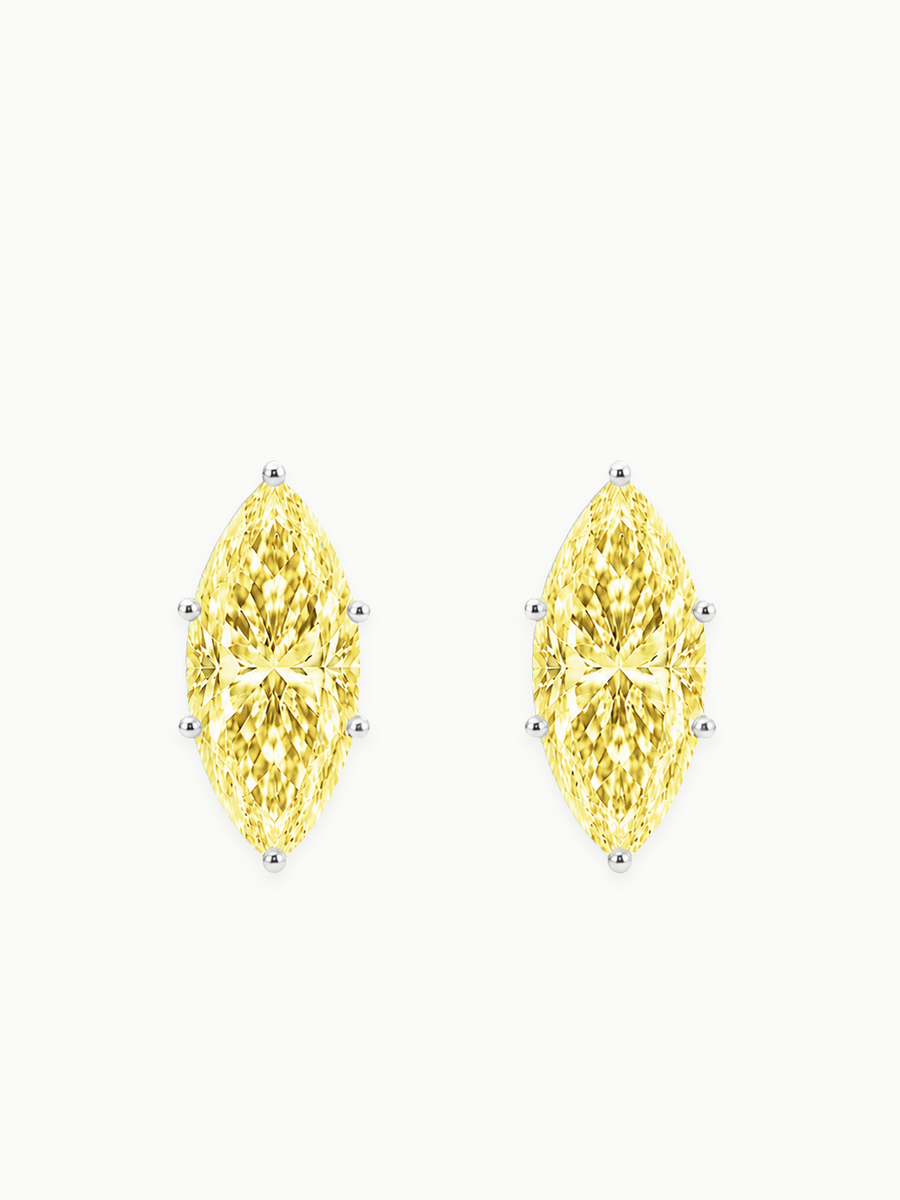 Fancy Yellow Marquise Cut Lab Grown Diamond Stud Earrings