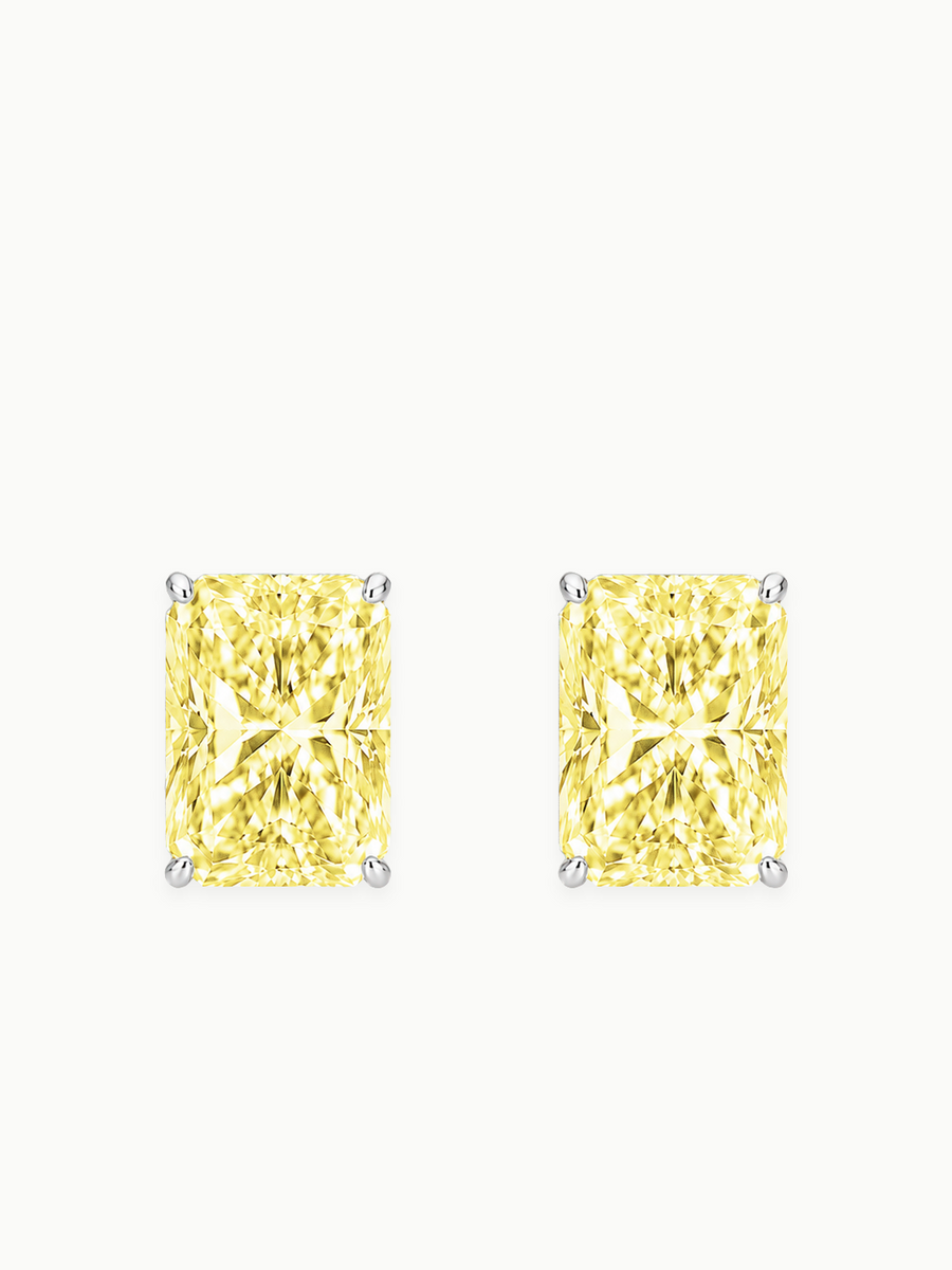 Fancy Yellow Radiant Cut Lab Grown Diamond Stud Earrings