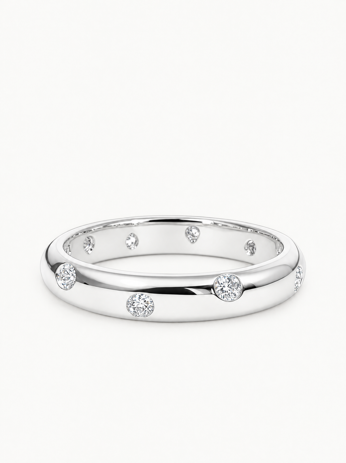 0.50 ctw Round Flush Set Lab-Grown Diamond Band, front view — Bow Tie Lab Diamonds