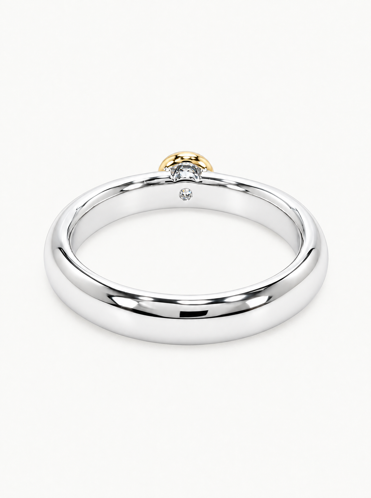 0.35 ctw Round Two-Tone Bezel Lab-Grown Diamond Band in 14K white gold, angled side view — Bow Tie Lab Diamonds