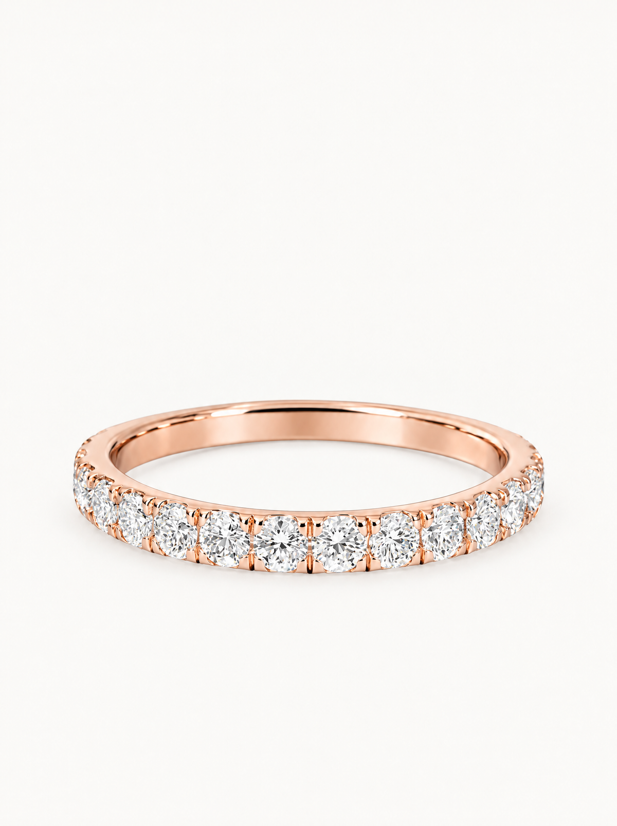 1.00 ctw Pave Eternity Lab-Grown Diamond Band in 14K rose gold, front view — Bow Tie Lab Diamonds