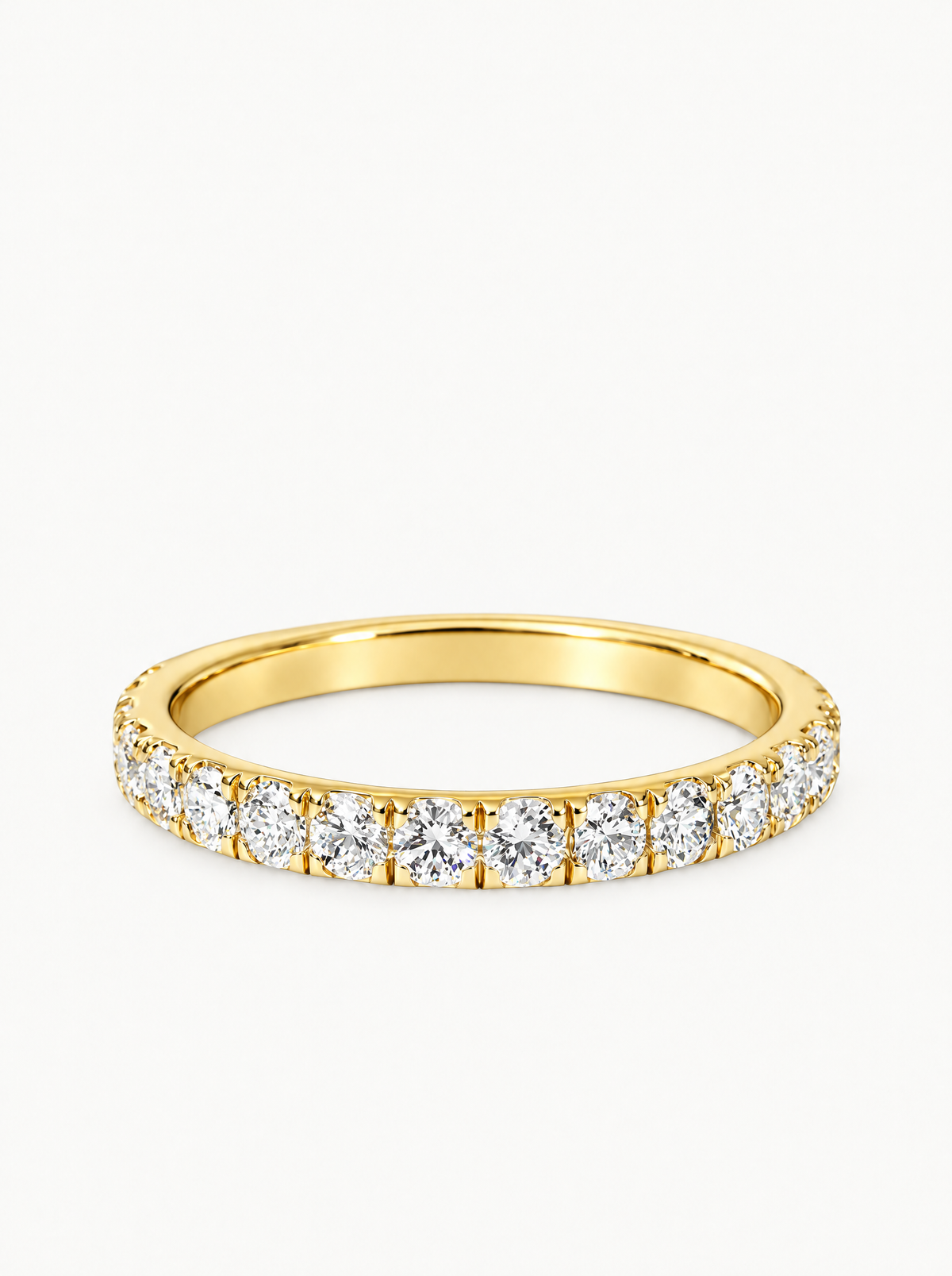 1.00 ctw Pave Eternity Lab-Grown Diamond Band in 14K yellow gold, front view — Bow Tie Lab Diamonds