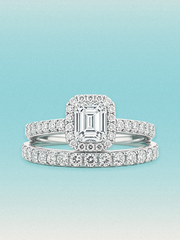 1.50 ctw Emerald Halo Pave Lab Grown Diamond Bridal Set