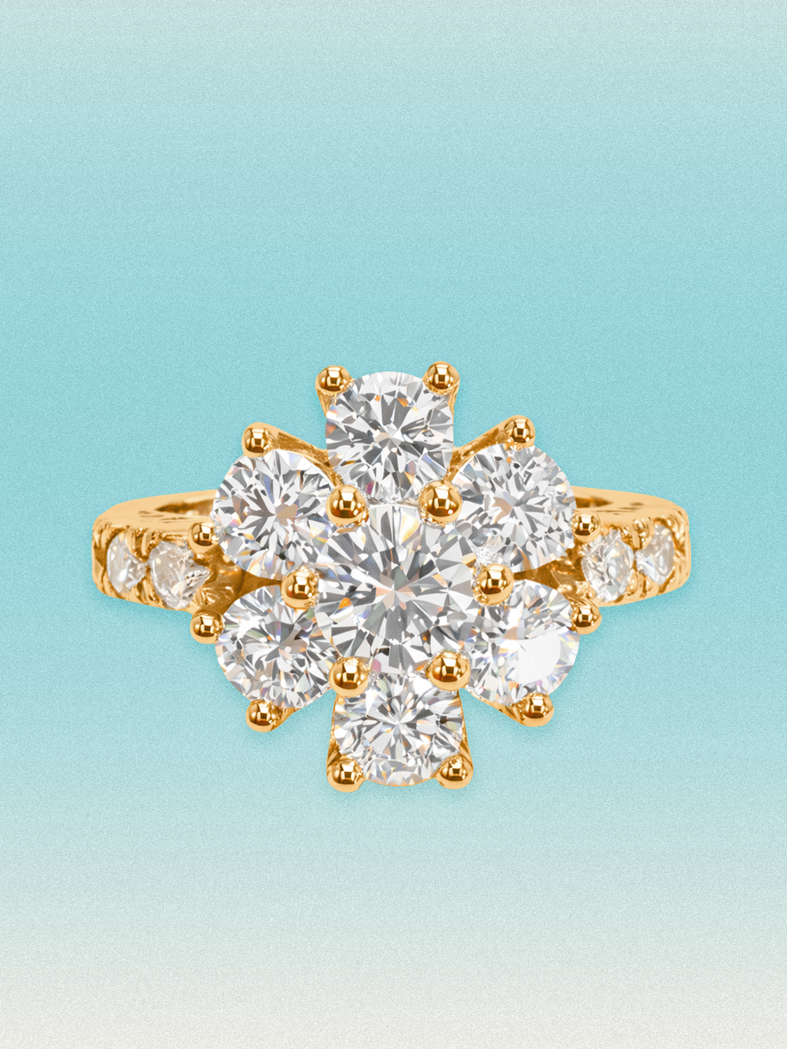 1.70 ctw Round Flower Halo Pave Lab Grown Diamond Ring