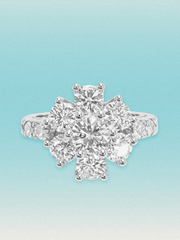 1.70 ctw Round Flower Halo Pave Lab Grown Diamond Ring