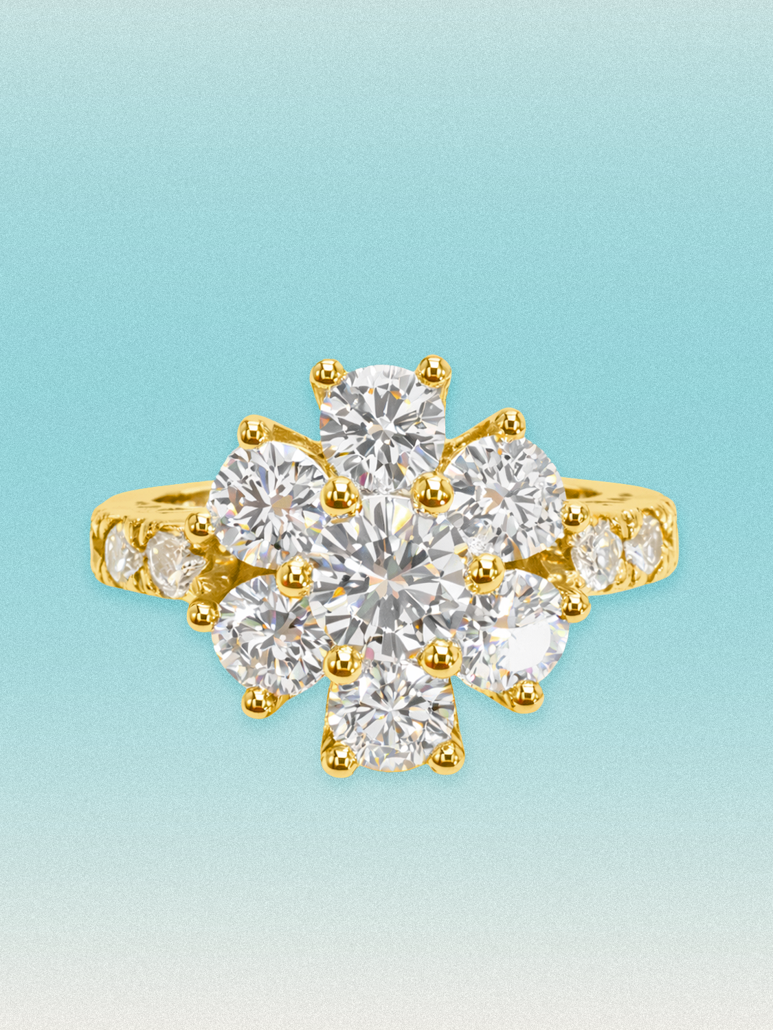 1.70 ctw Round Flower Halo Pave Lab Grown Diamond Ring