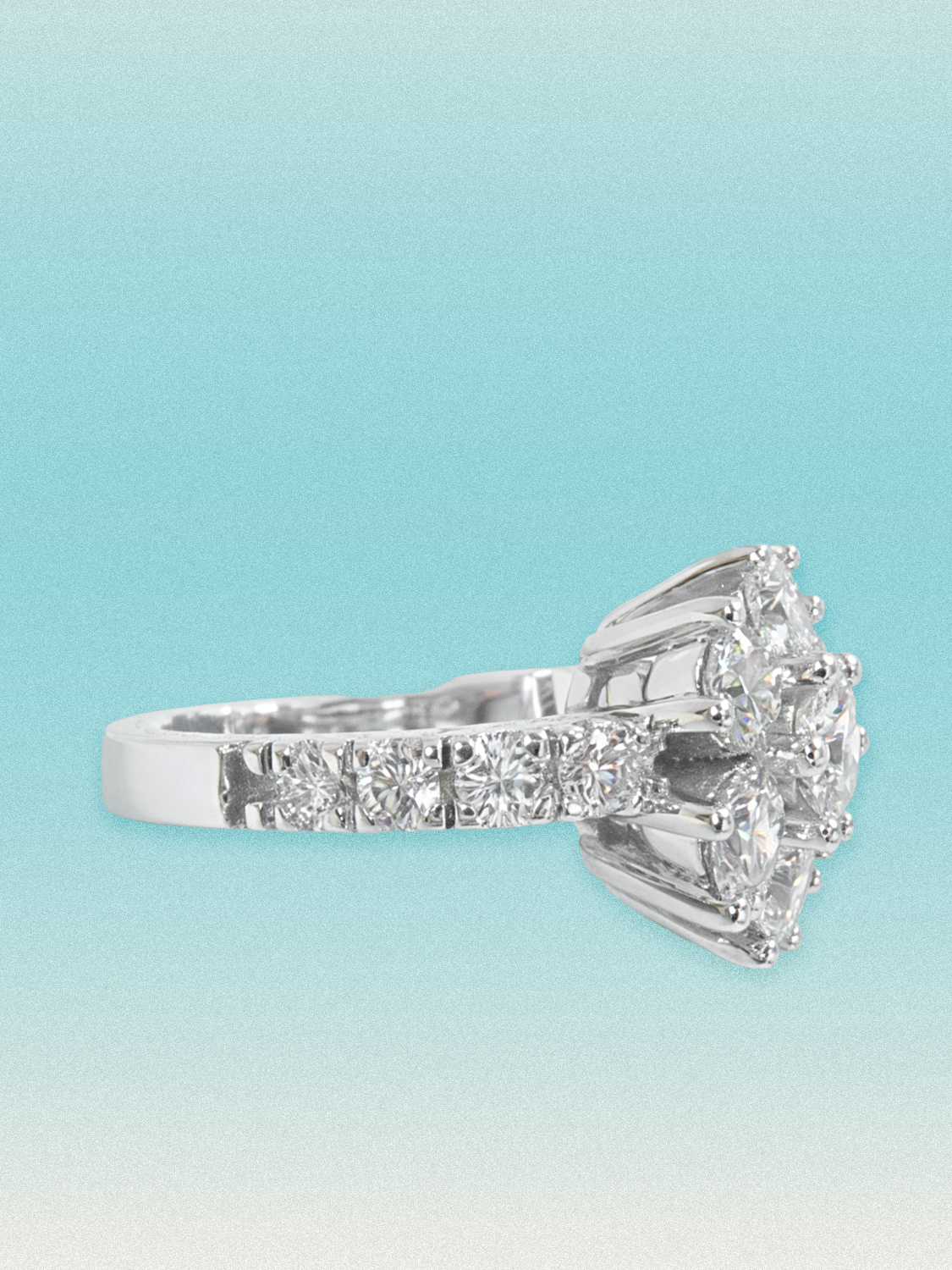 1.70 ctw Round Flower Halo Pave Lab Grown Diamond Ring