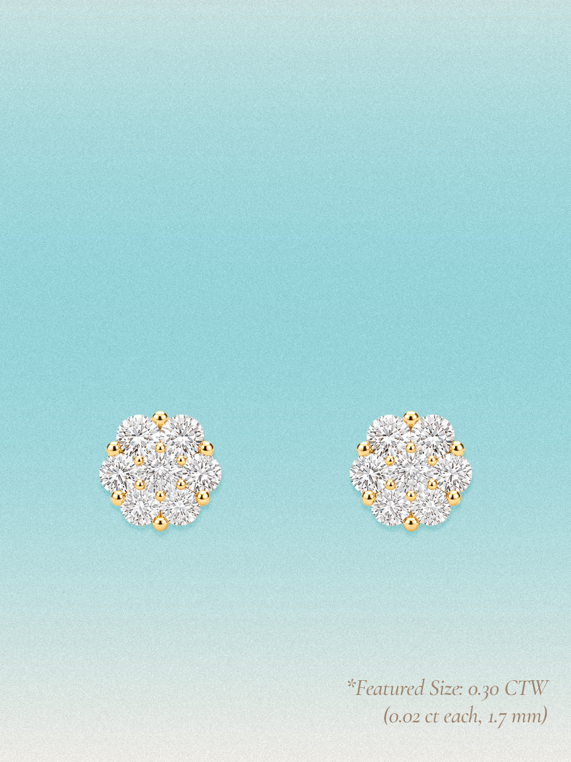 14-Stones Flower Cluster Lab Grown Diamond Stud Earrings