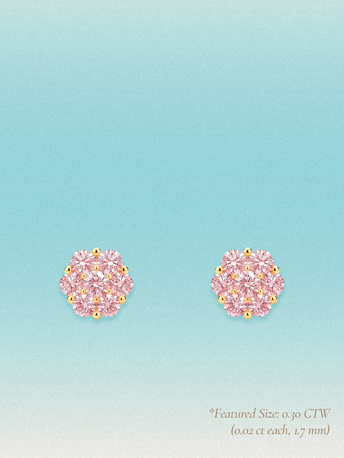 Pink Lab Diamond 14-Stones Flower Cluster Lab Grown Diamond Stud Earrings