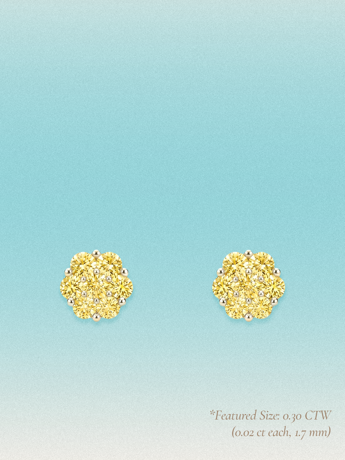 Yellow Lab Diamond 14-Stones Flower Cluster Lab Grown Diamond Stud Earrings