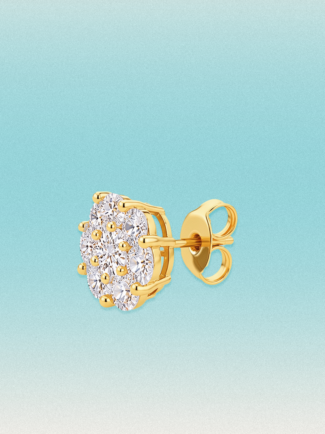14-Stones Flower Cluster Lab Grown Diamond Stud Earrings
