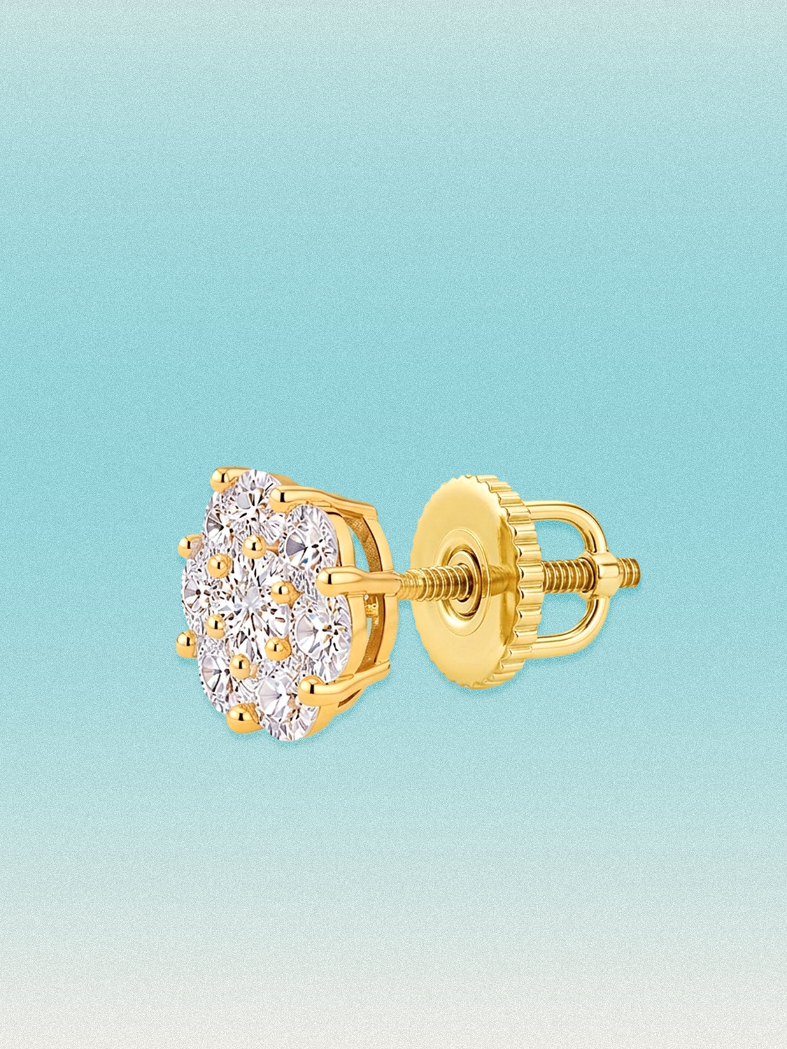 14-Stones Flower Cluster Lab Grown Diamond Stud Earrings