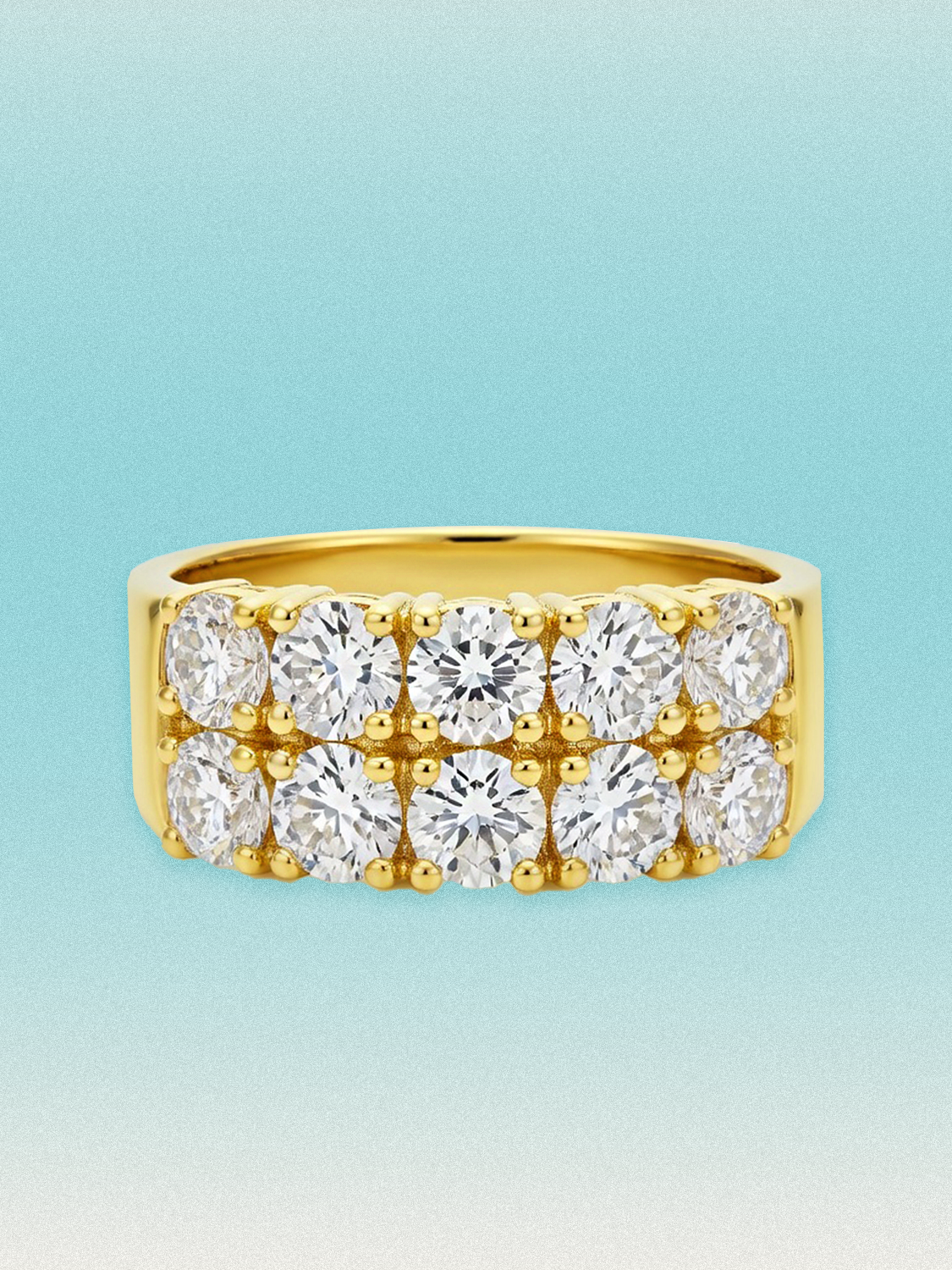 2.00 ctw Round 5-Stones Double-Row Shared Prong Lab Grown Diamond Band