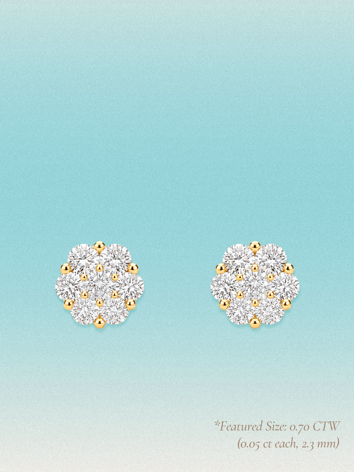 14-Stones Flower Cluster Lab Grown Diamond Stud Earrings