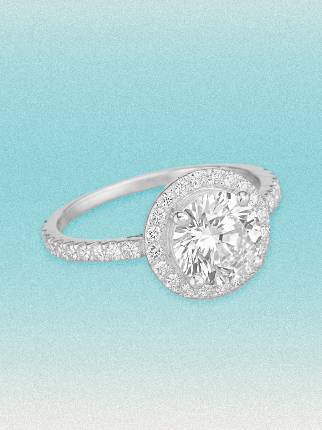 2.50 ctw Round Halo Pave Lab Grown Diamond Engagement Ring