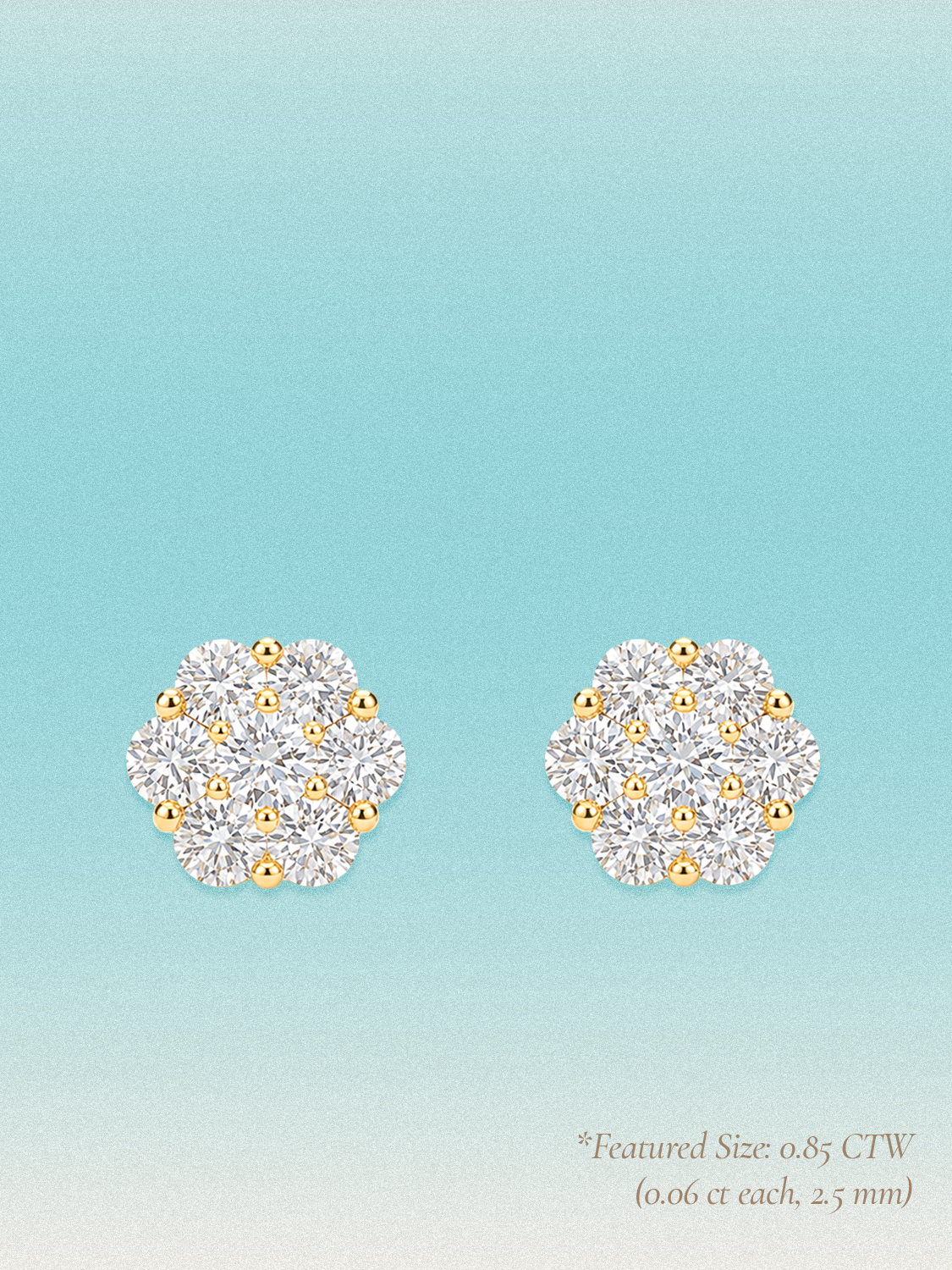 14-Stones Flower Cluster Lab Grown Diamond Stud Earrings