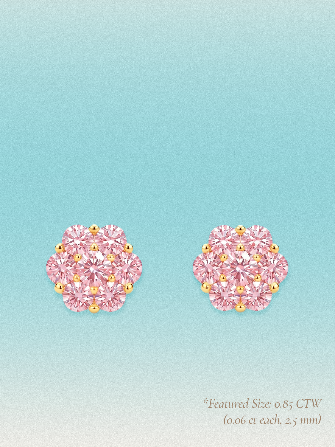 Pink Lab Diamond 14-Stones Flower Cluster Lab Grown Diamond Stud Earrings