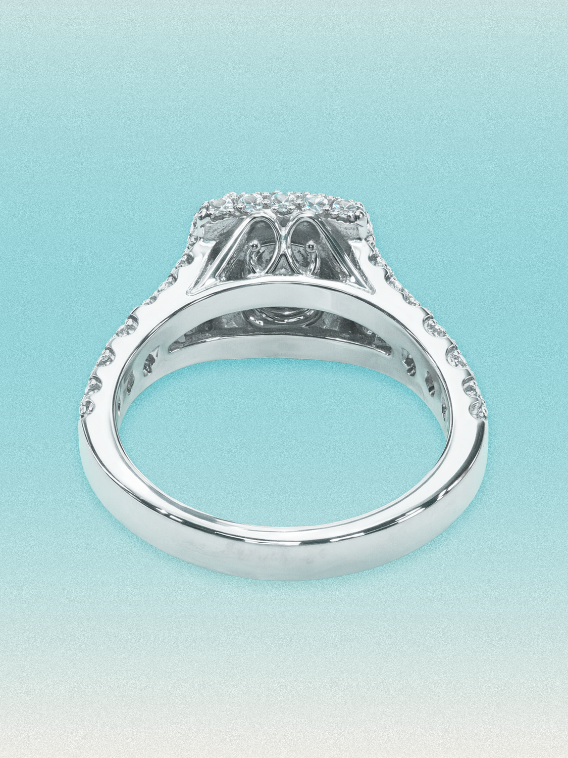 2.60 ctw Round Cushion Halo Pave Lab Grown Diamond Split Band Ring