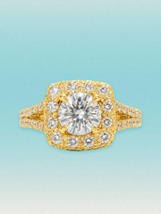 2.60 ctw Round Cushion Halo Pave Lab Grown Diamond Split Band Ring