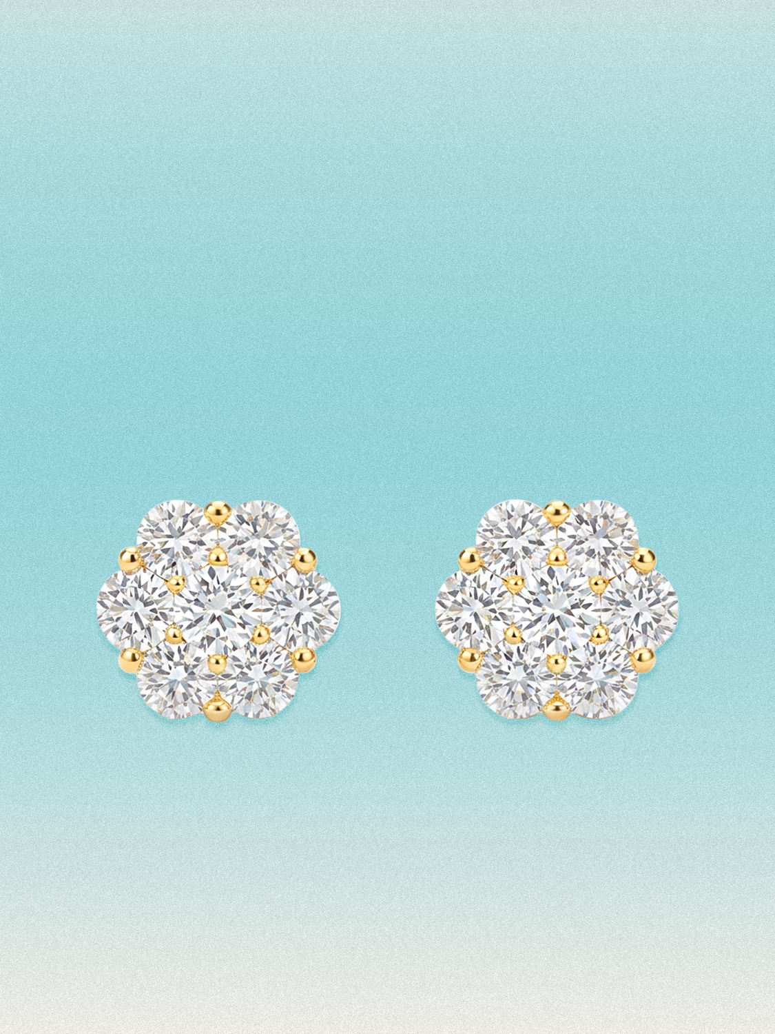 14-Stones Flower Cluster Lab Grown Diamond Stud Earrings