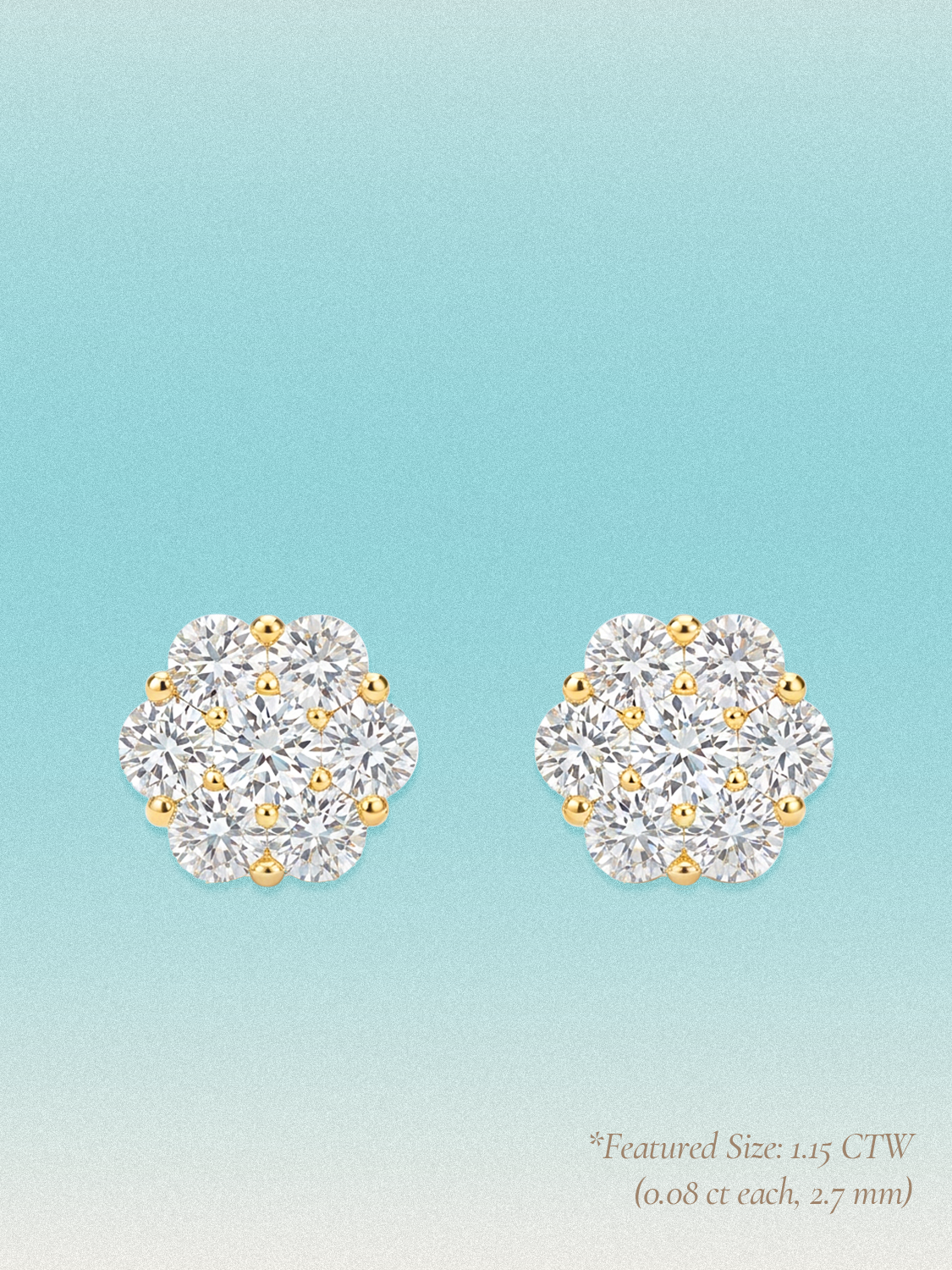 14-Stones Flower Cluster Lab Grown Diamond Stud Earrings