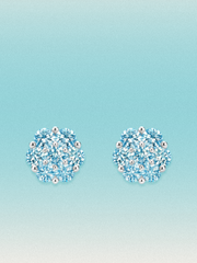 Blue Lab Diamond 14-Stones Flower Cluster Lab Grown Diamond Stud Earrings