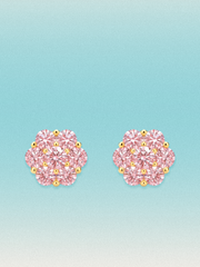 Pink Lab Diamond 14-Stones Flower Cluster Lab Grown Diamond Stud Earrings