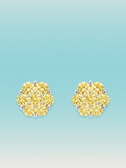 Yellow Lab Diamond 14-Stones Flower Cluster Lab Grown Diamond Stud Earrings
