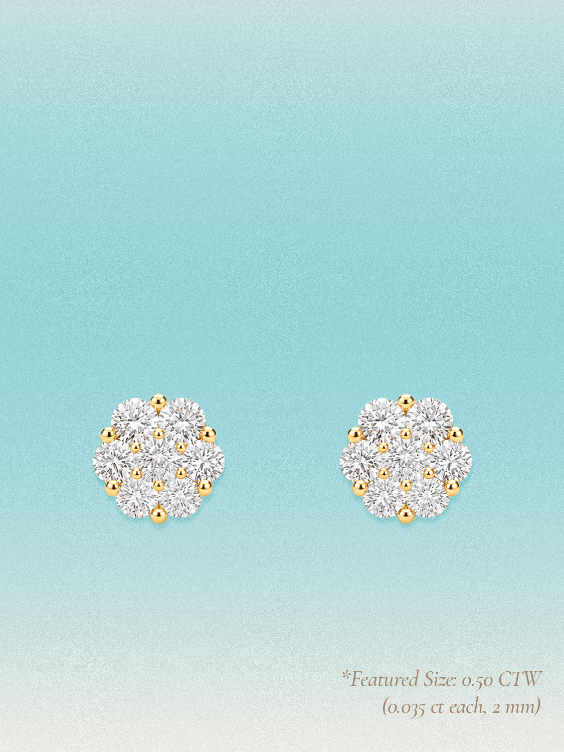 14-Stones Flower Cluster Lab Grown Diamond Stud Earrings