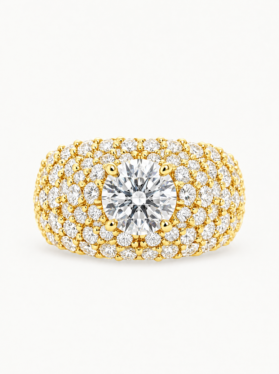 3.00 ctw Round Micro Pave Lab Grown Diamond Dome Ring