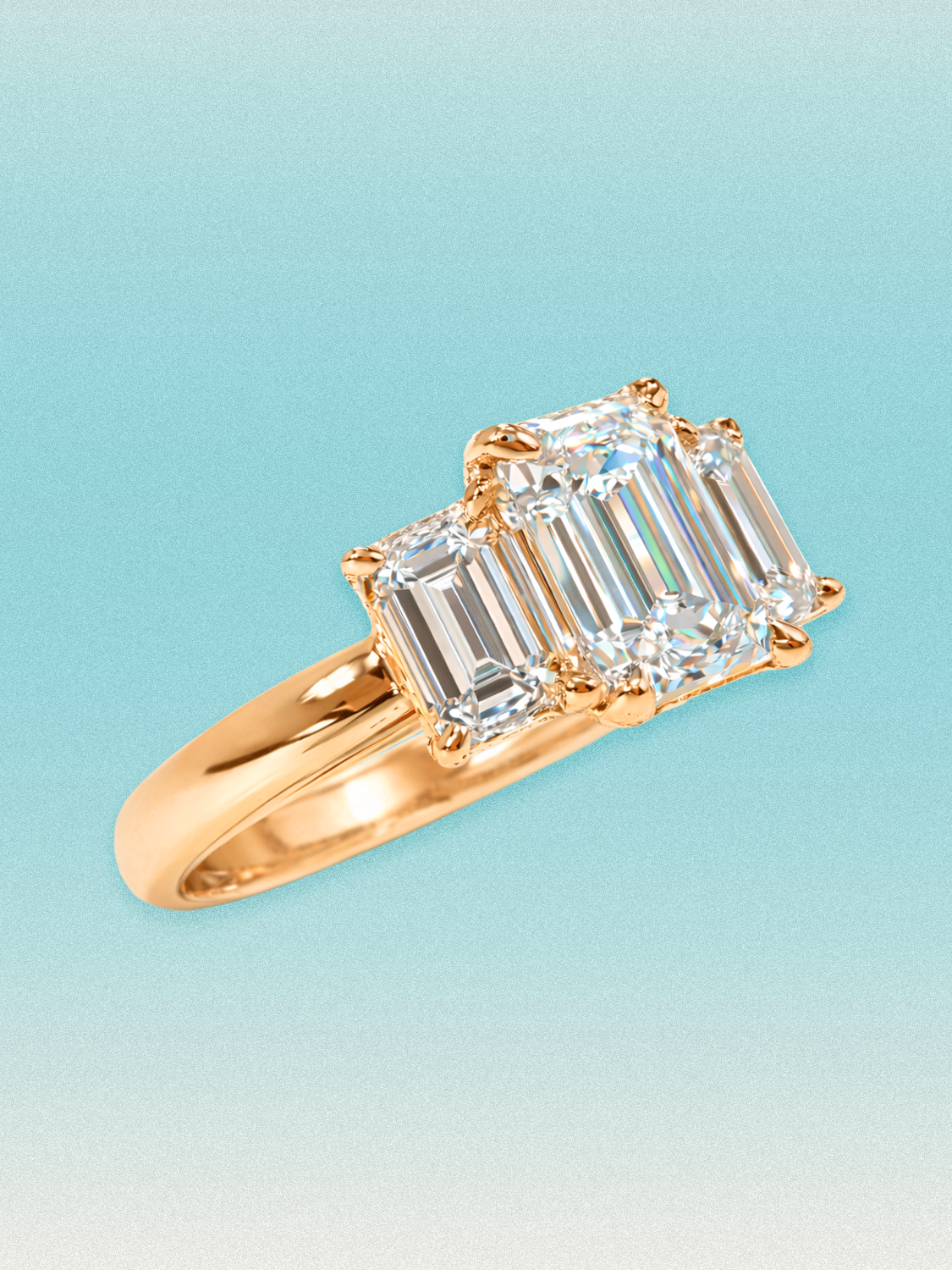 3.00 ctw Emerald Three-Stone Lab Grown Diamond Engagement Ring