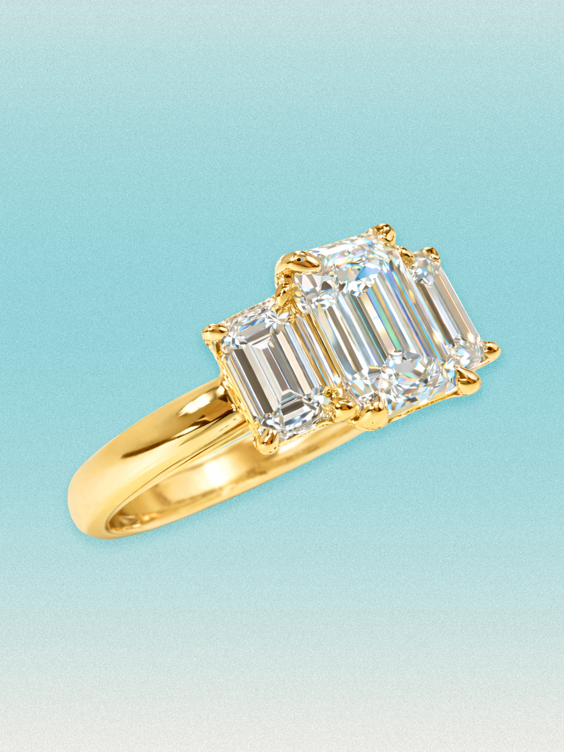 3.00 ctw Emerald Three-Stone Lab Grown Diamond Engagement Ring