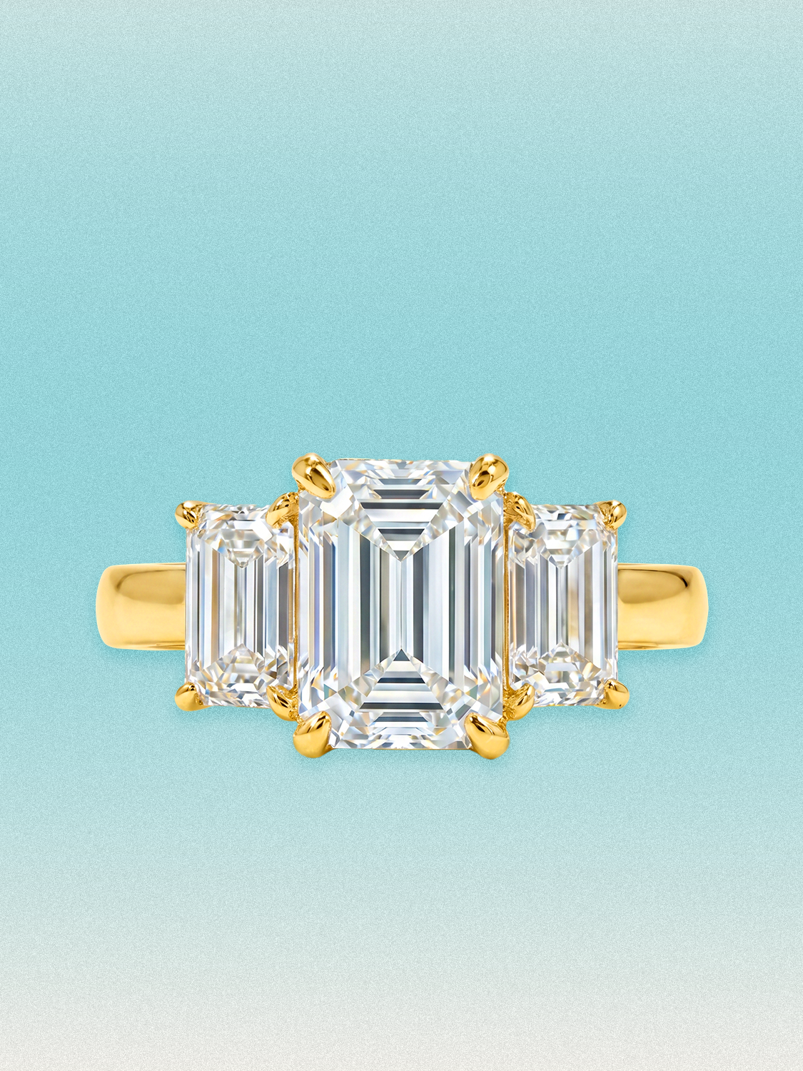 3.00 ctw Emerald Three-Stone Lab Grown Diamond Engagement Ring