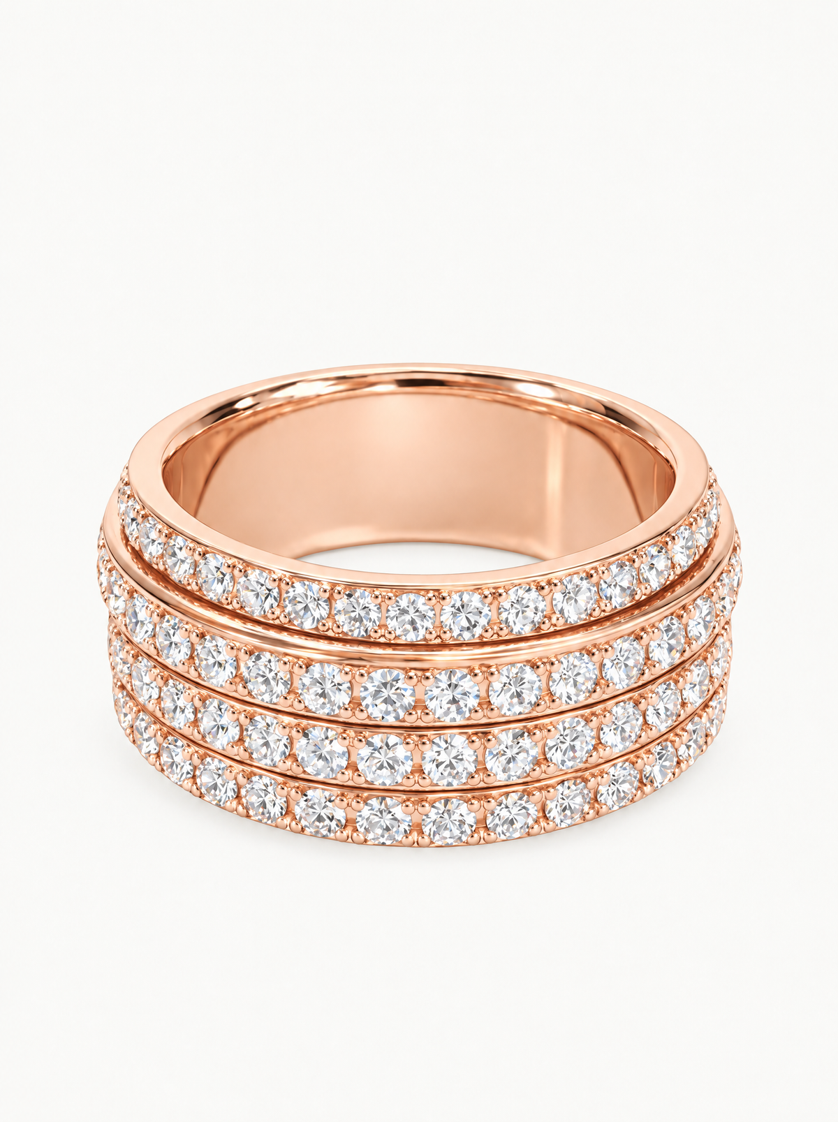 3.00 ctw Eternity Pave Lab-Grown Diamond Multi Layered Band in 14K rose gold, front view — Bow Tie Lab Diamonds