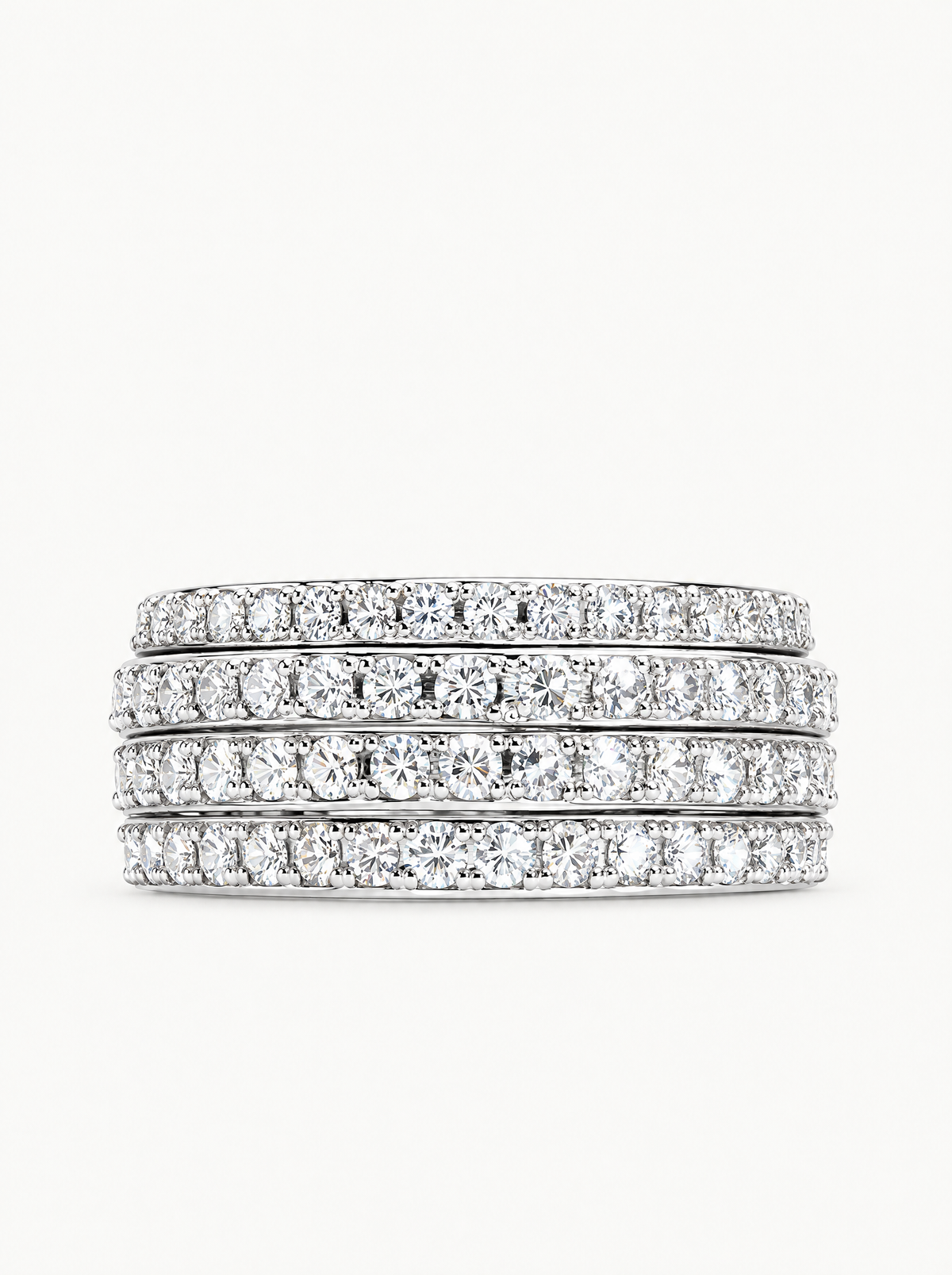 3.00 ctw Eternity Pave Lab-Grown Diamond Multi Layered Band in 14K white gold, front view — Bow Tie Lab Diamonds